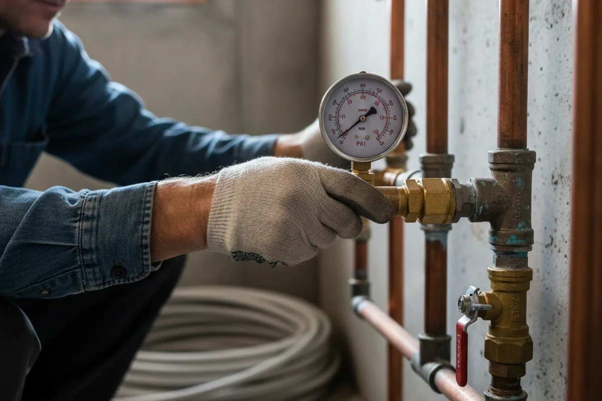 Pressure testing a repaired line during Water Line Repair in Lackey
